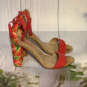 Betsy Johnson watermelon print heels